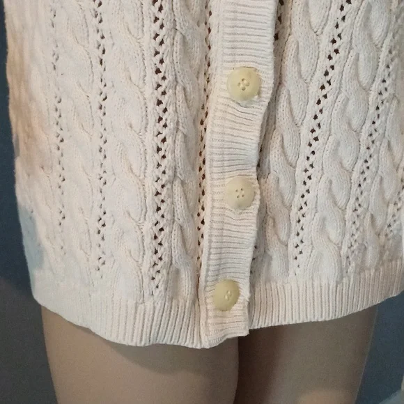 🔥🔥🔥Christie & Jill vintage cableknit V-neck cream cardigan M - Picture 2 of 14